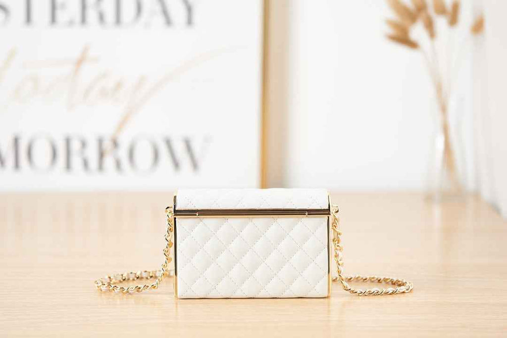 Chanel  AS3308 Small Evening Bag Lambskin White Gold