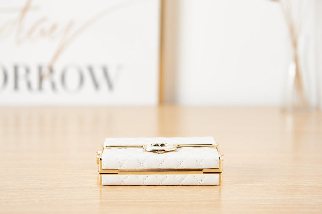 Chanel  AS3308 Small Evening Bag Lambskin White Gold