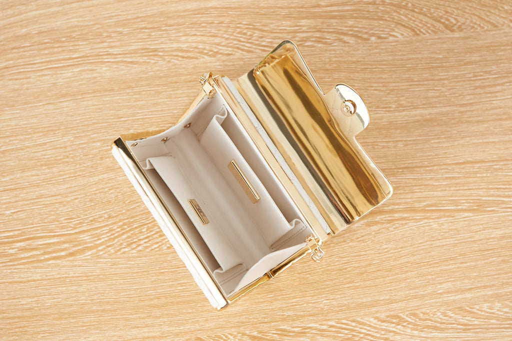 Chanel  AS3308 Small Evening Bag Lambskin White Gold