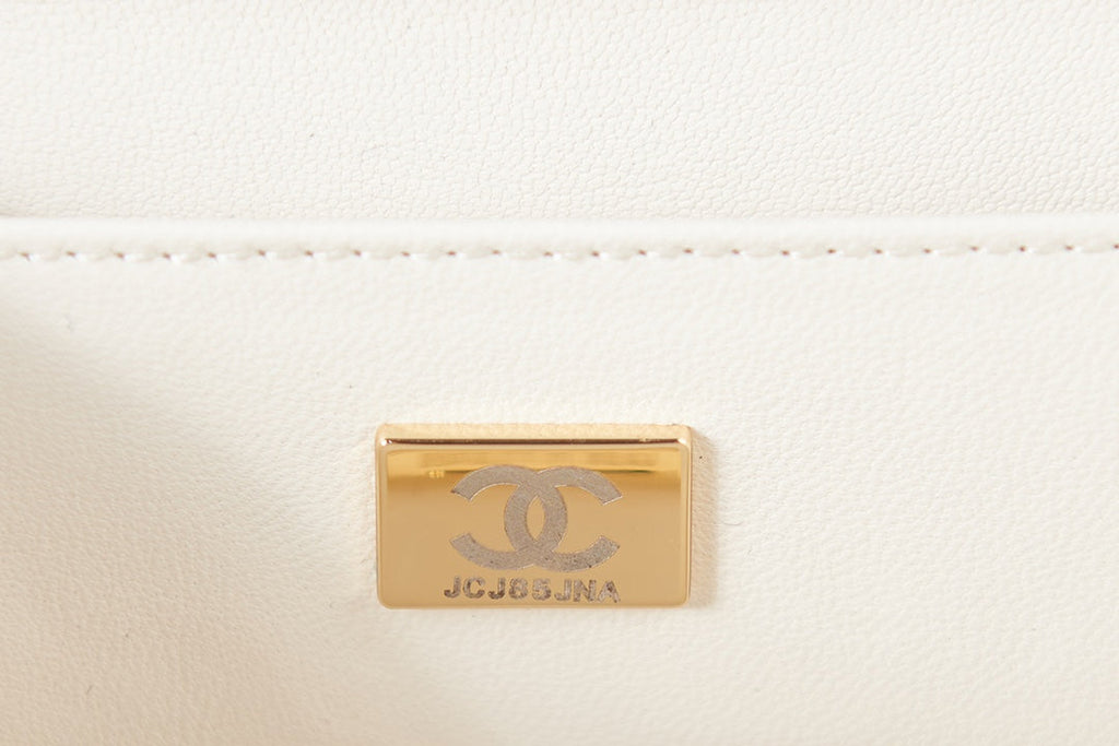 Chanel  AS3308 Small Evening Bag Lambskin White Gold
