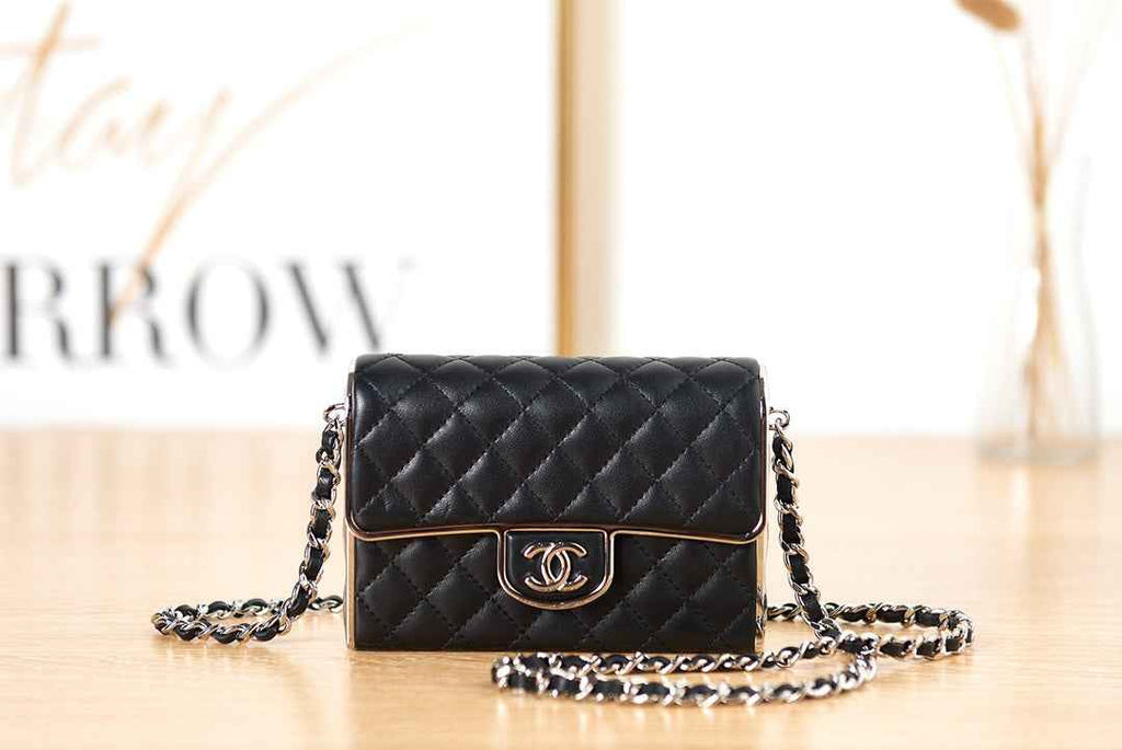Chanel AS3308 Small Evening Bag Lambskin black silver