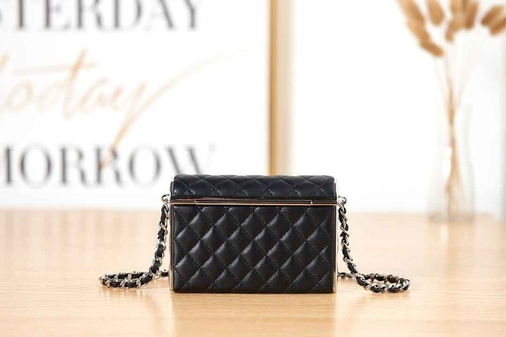 Chanel AS3308 Small Evening Bag Lambskin black silver