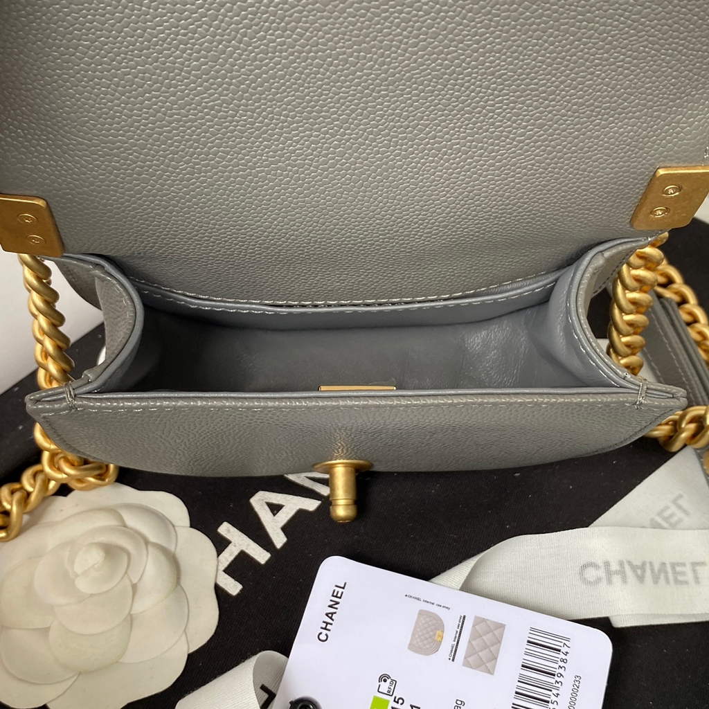 Chanel AS3315 Mini BOY Messenger Bag Calfskin Gray