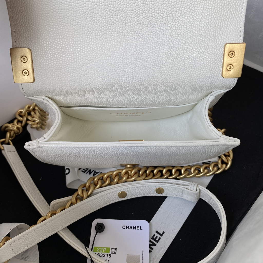 Chanel AS3315 Mini BOY Messenger Bag Calfskin White