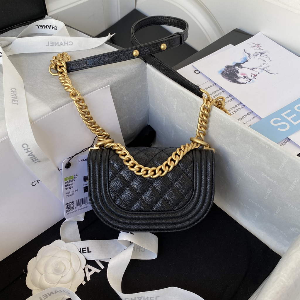 Chanel AS3315 Mini BOY Messenger Bag Calfskin Black