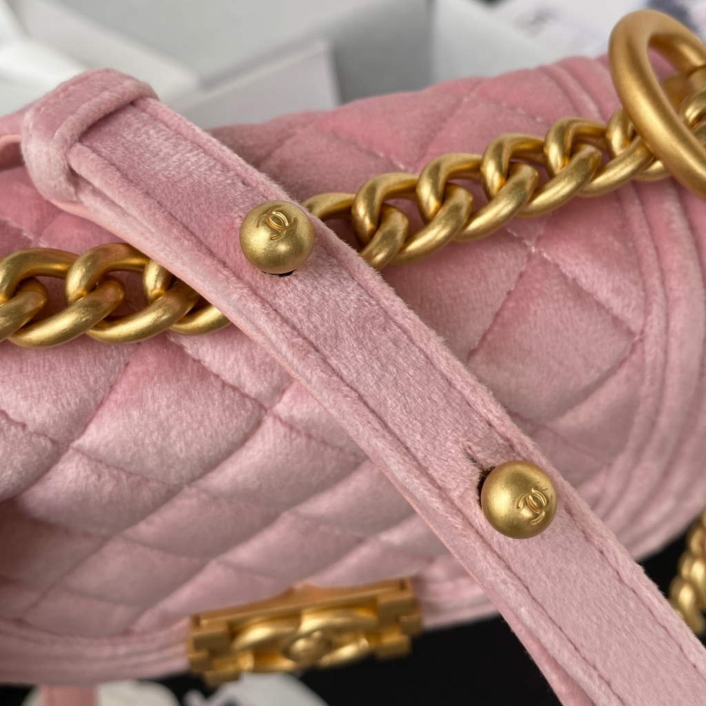 Chanel AS3315 Mini BOY Messenger Bag Shearling Lambskin Pink