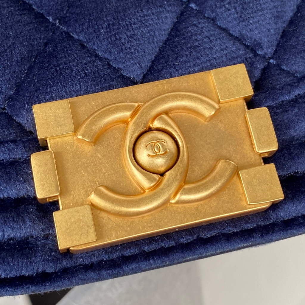 Chanel AS3315 Mini BOY Messenger Bag Shearling Lambskin Navy Blue