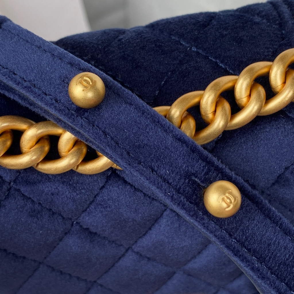 Chanel AS3315 Mini BOY Messenger Bag Shearling Lambskin Navy Blue