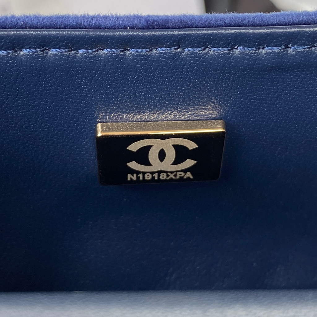 Chanel AS3315 Mini BOY Messenger Bag Shearling Lambskin Navy Blue