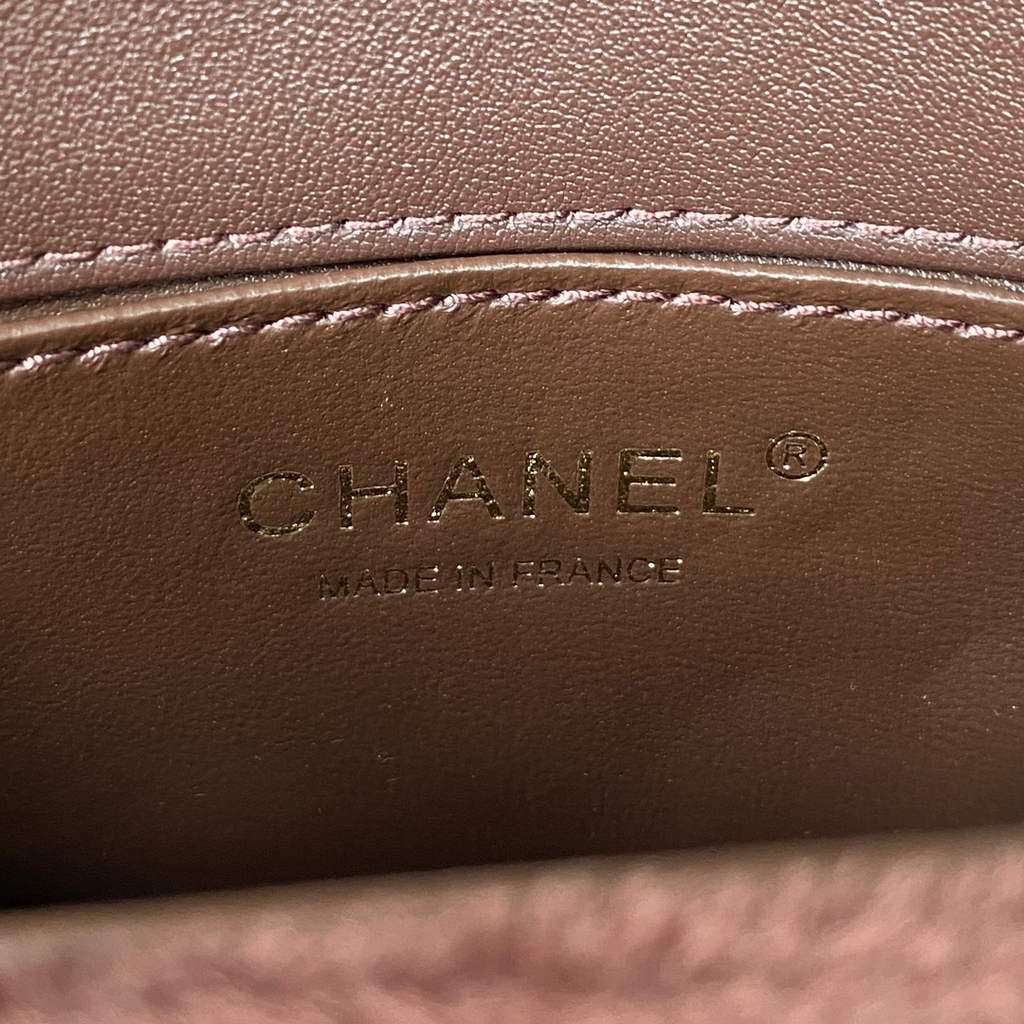 Chanel AS3315 Mini BOY Messenger Bag Shearling Lambskin Brown
