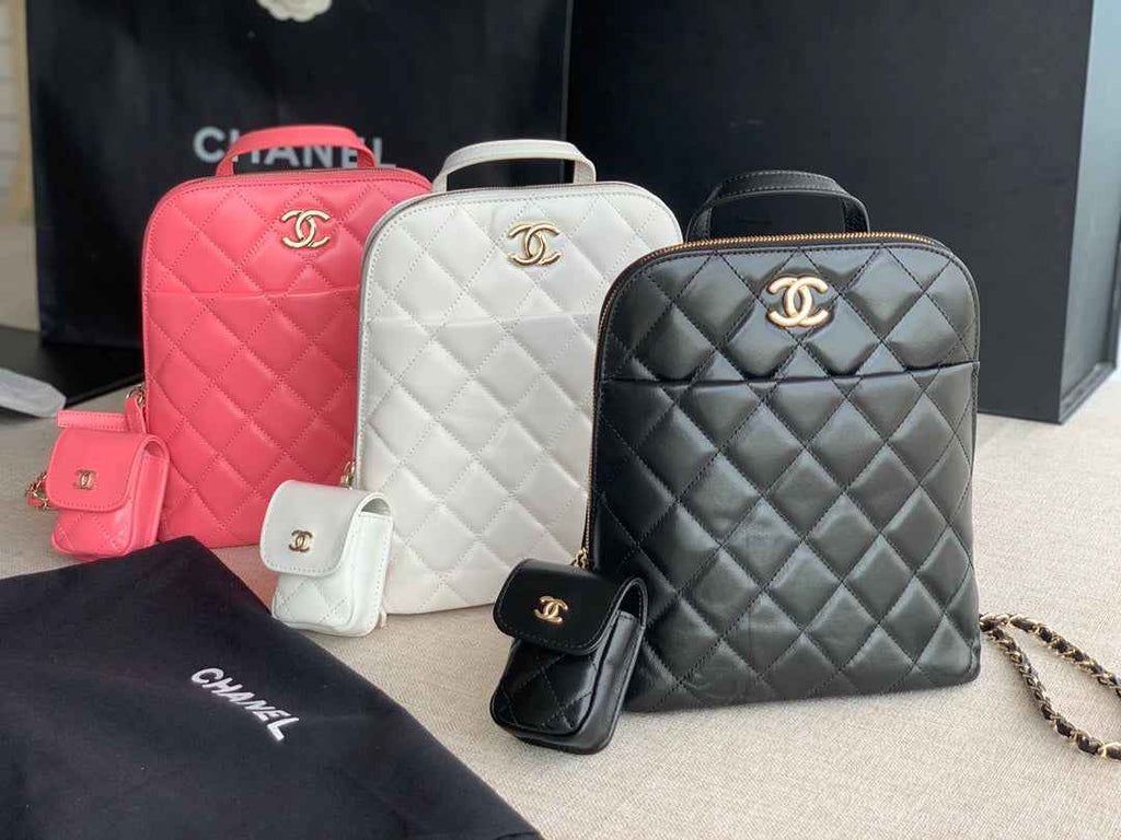 Chanel AS3332 CC Rucksack Backpack Calfskin leather Black