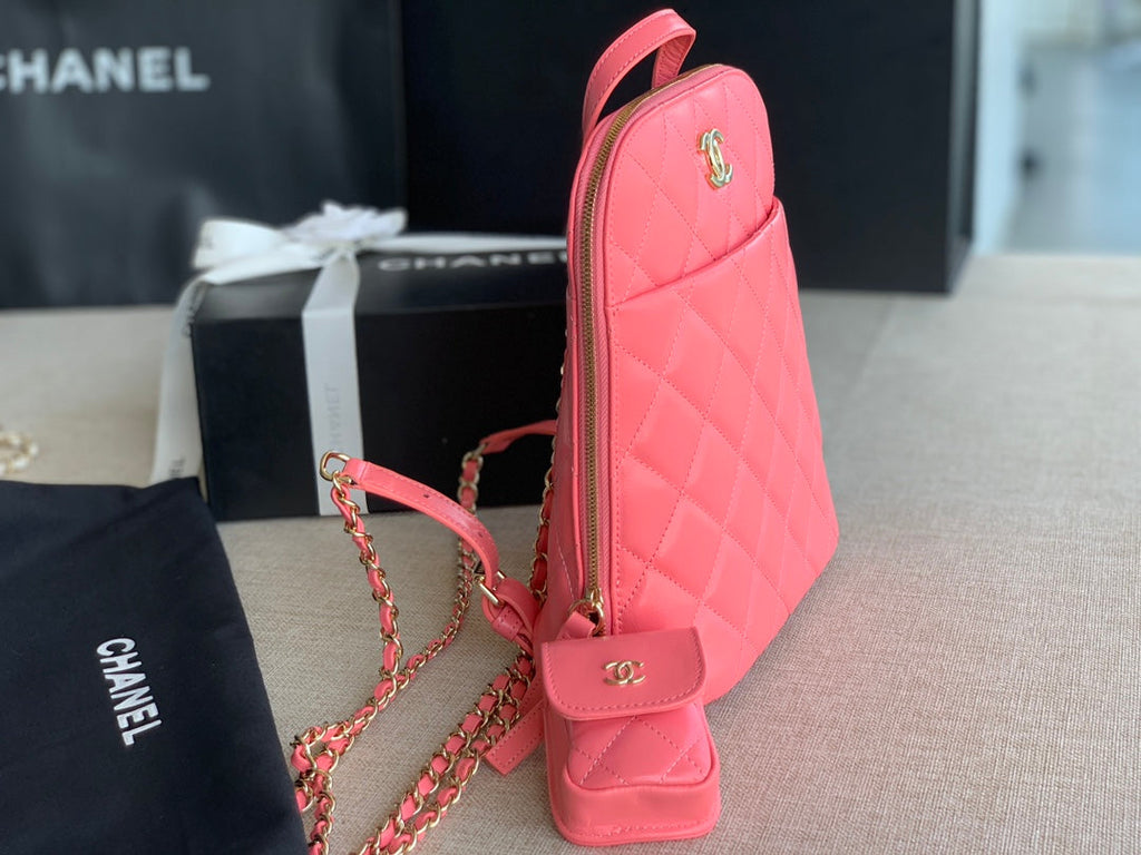 Chanel AS3332 CC Rucksack Backpack Calfskin leather Pink