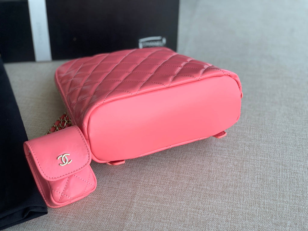 Chanel AS3332 CC Rucksack Backpack Calfskin leather Pink