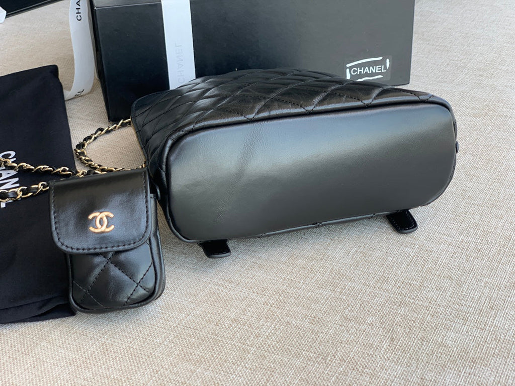 Chanel AS3332 CC Rucksack Backpack Calfskin leather Black