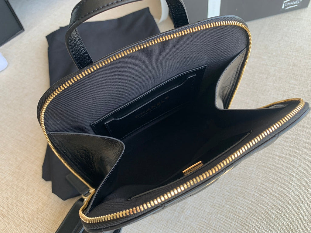 Chanel AS3332 CC Rucksack Backpack Calfskin leather Black