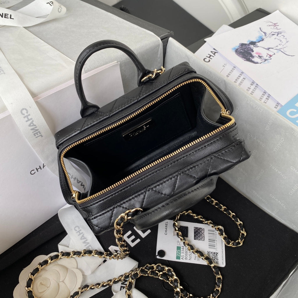 Chanel AS3344 Small Vanity Case Calfskin Black