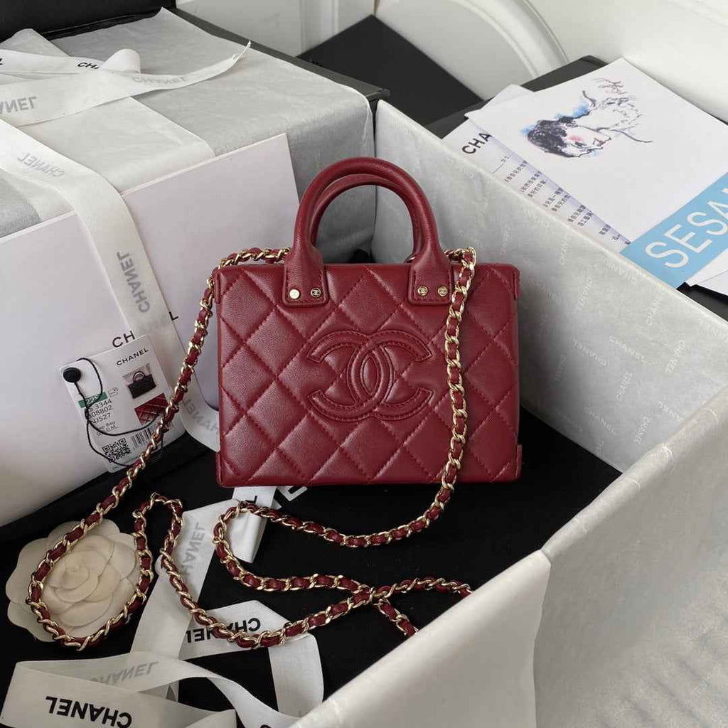 Chanel AS3344 Small Vanity Case Calfskin Red