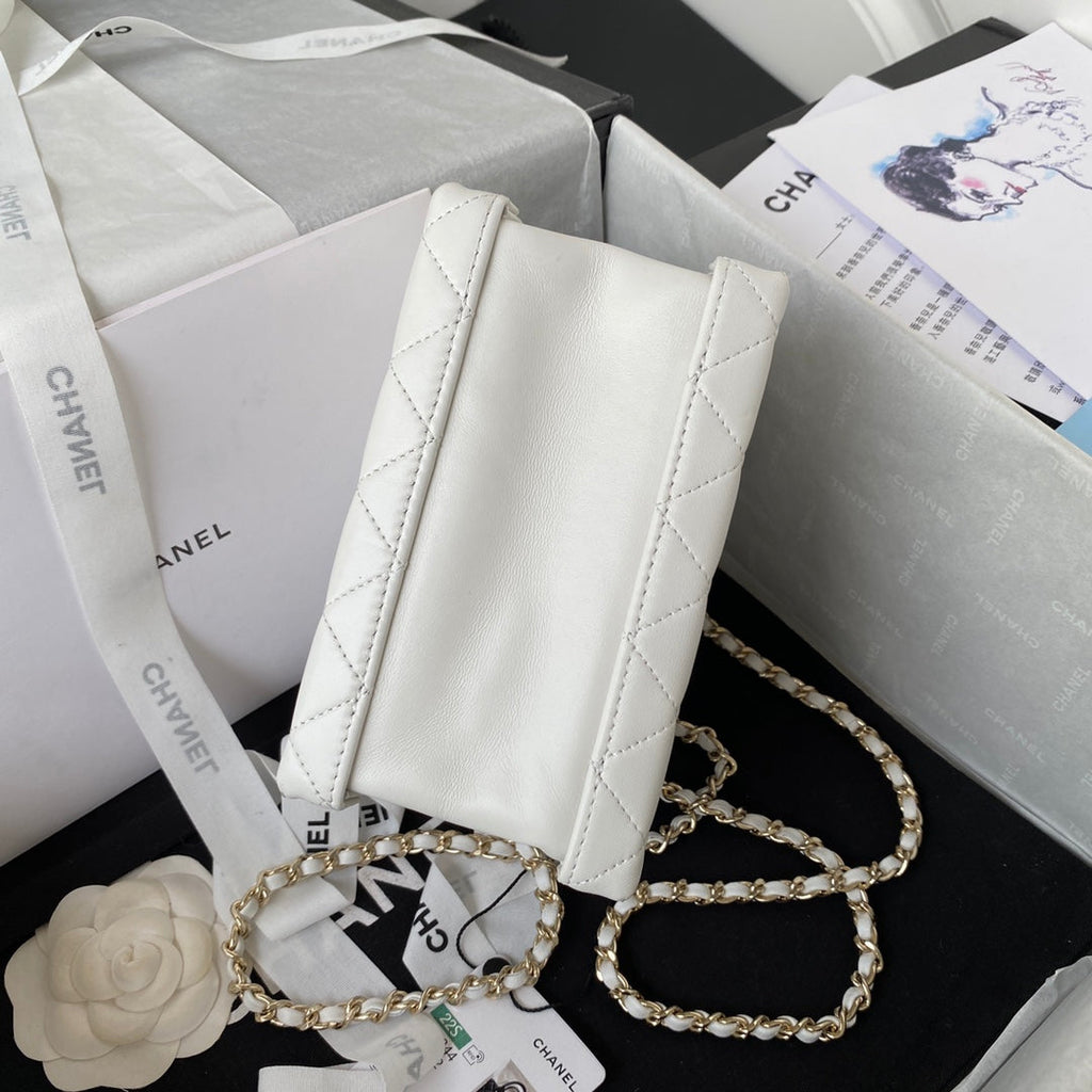 Chanel AS3344 Small Vanity Case Calfskin white