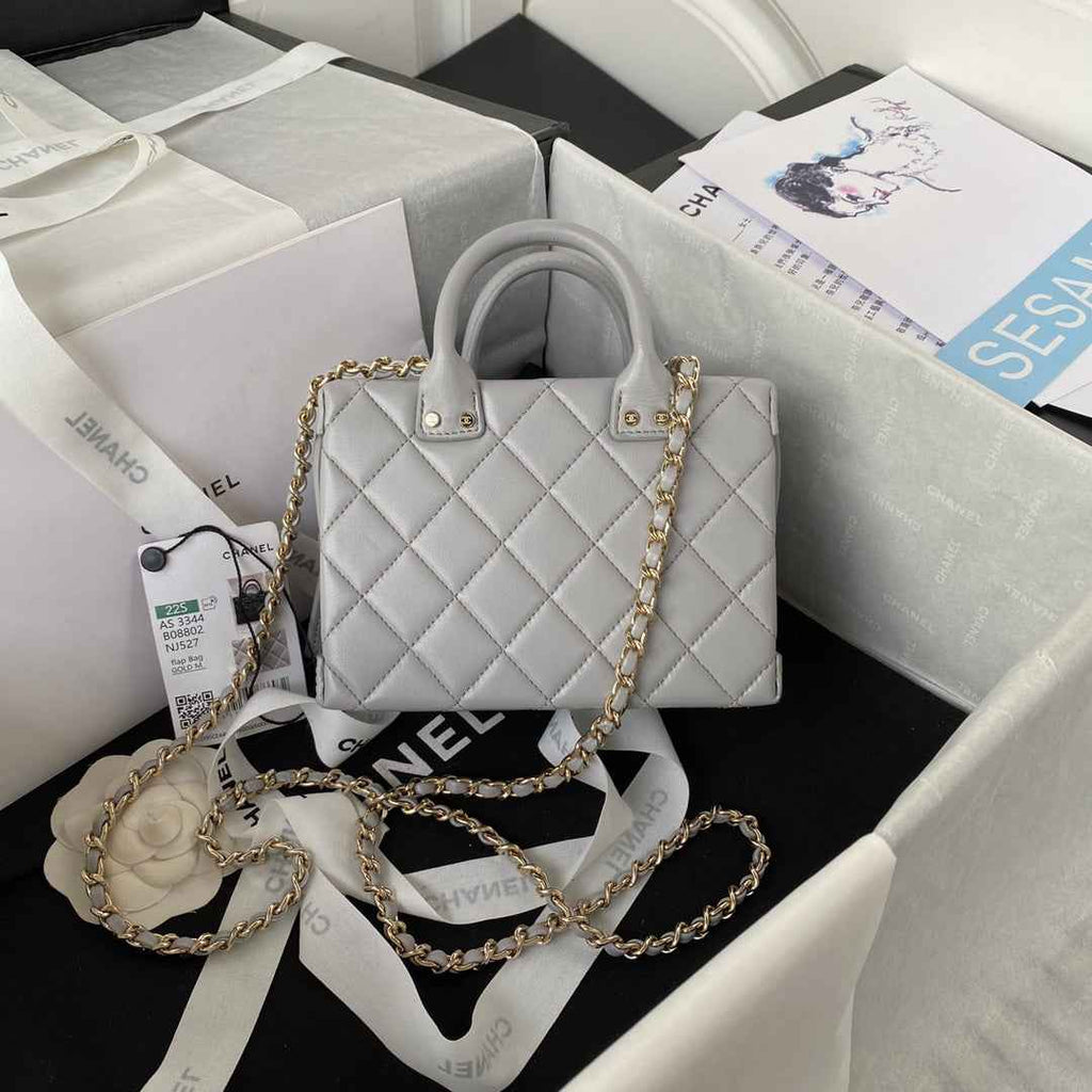 Chanel AS3344 Small Vanity Case Calfskin Gray