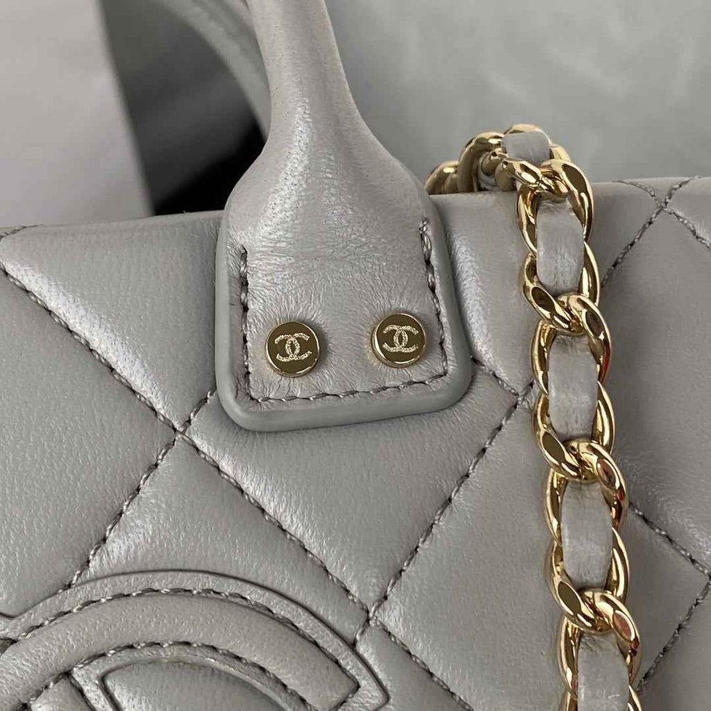 Chanel AS3344 Small Vanity Case Calfskin Gray