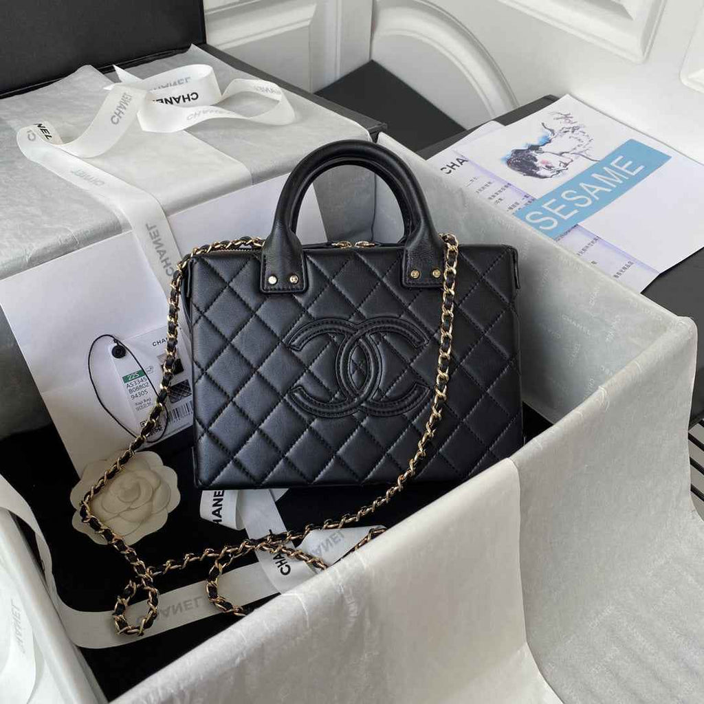 Chanel AS3345 Vanity Case Calfskin Black