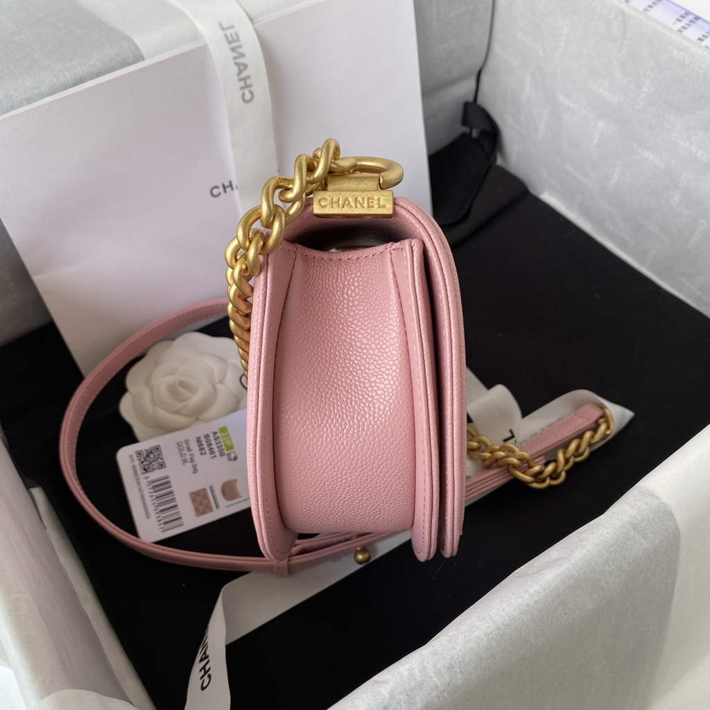 Chanel AS3350 Small BOY CHANEL Messenger Bag Calfskin Pink