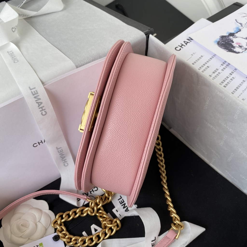 Chanel AS3350 Small BOY CHANEL Messenger Bag Calfskin Pink