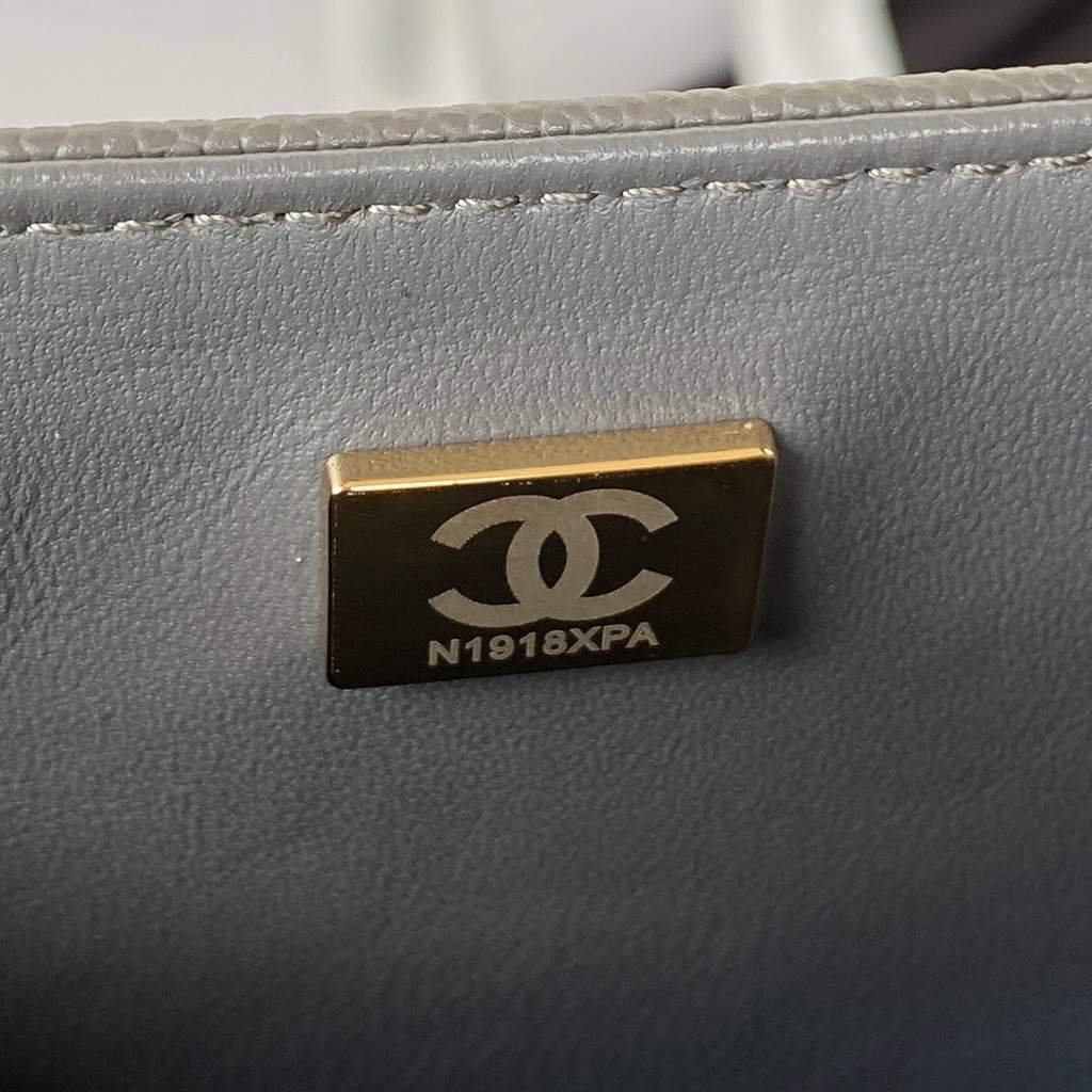 Chanel AS3350 Small BOY CHANEL Messenger Bag Calfskin Gray