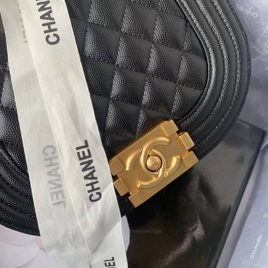 Chanel AS3350 Small BOY CHANEL Messenger Bag Calfskin Black