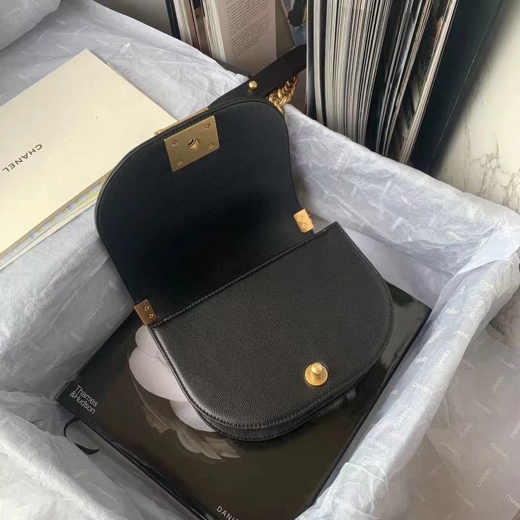 Chanel AS3350 Small BOY CHANEL Messenger Bag Calfskin Black