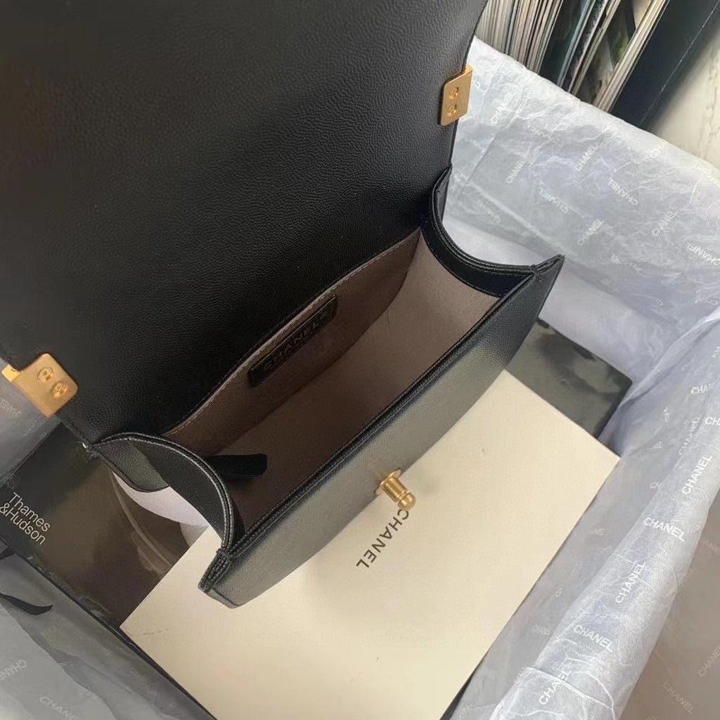 Chanel AS3350 Small BOY CHANEL Messenger Bag Calfskin Black