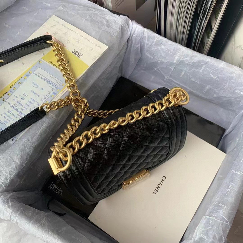 Chanel AS3350 Small BOY CHANEL Messenger Bag Calfskin Black