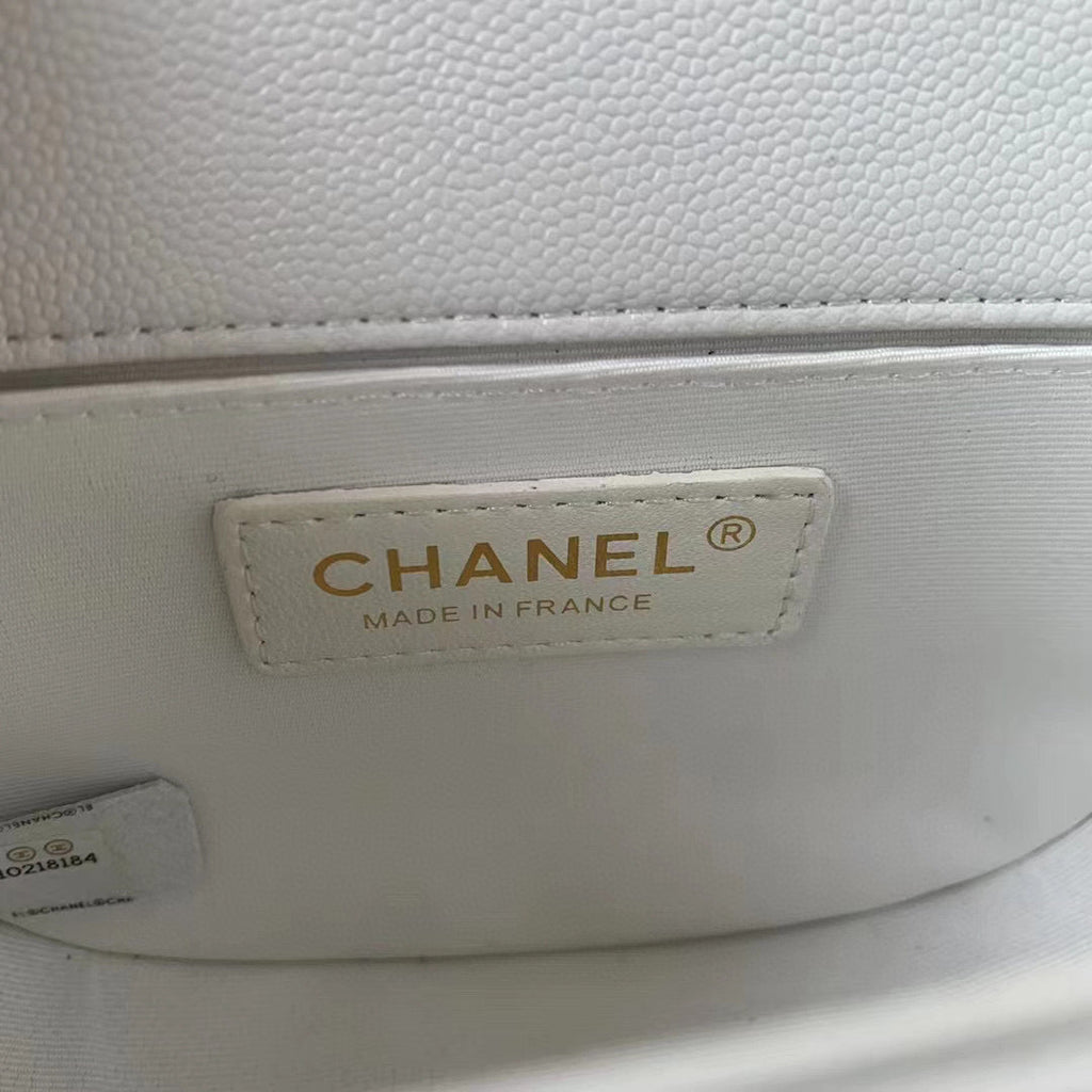 Chanel AS3350 Small BOY CHANEL Messenger Bag Calfskin White