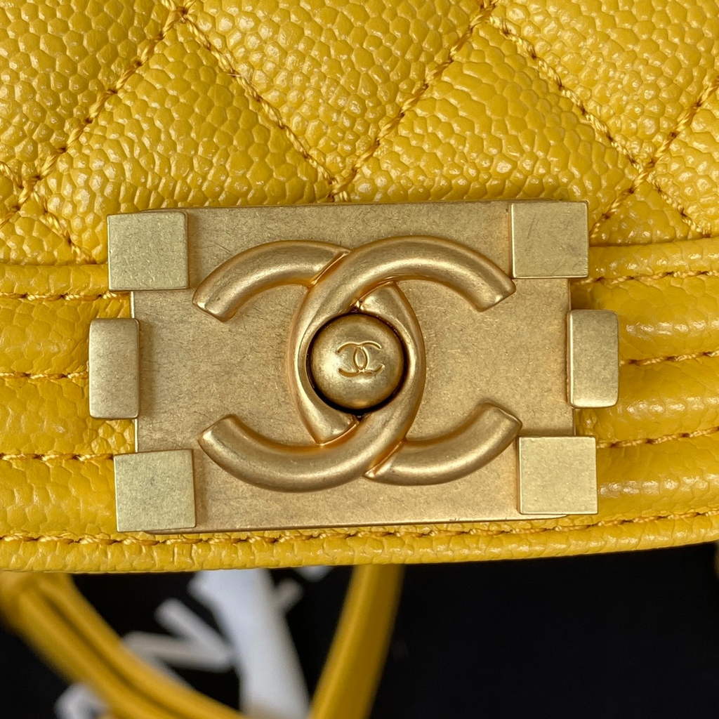 Chanel AS3350 Small BOY CHANEL Messenger Bag Calfskin Yellow