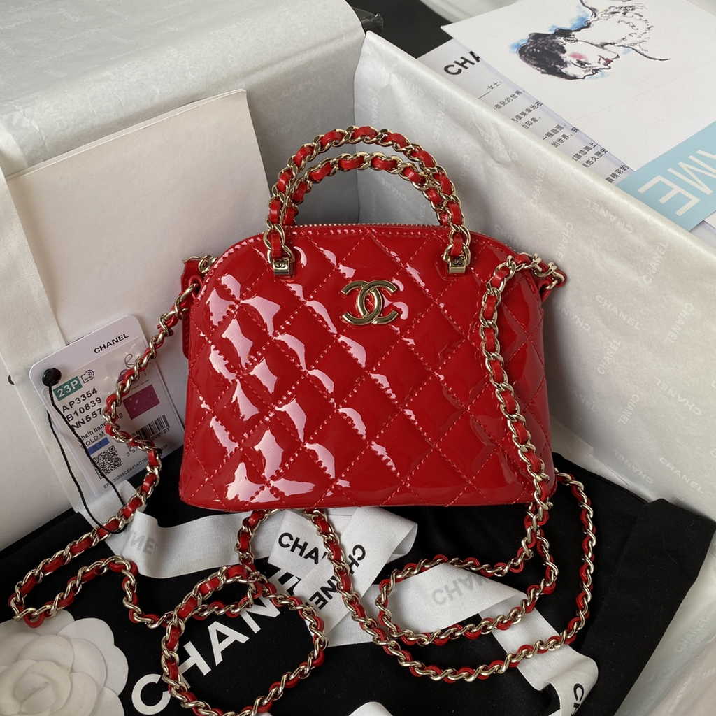 Chanel AS3354 Top Bag Shiny Calfskin Red
