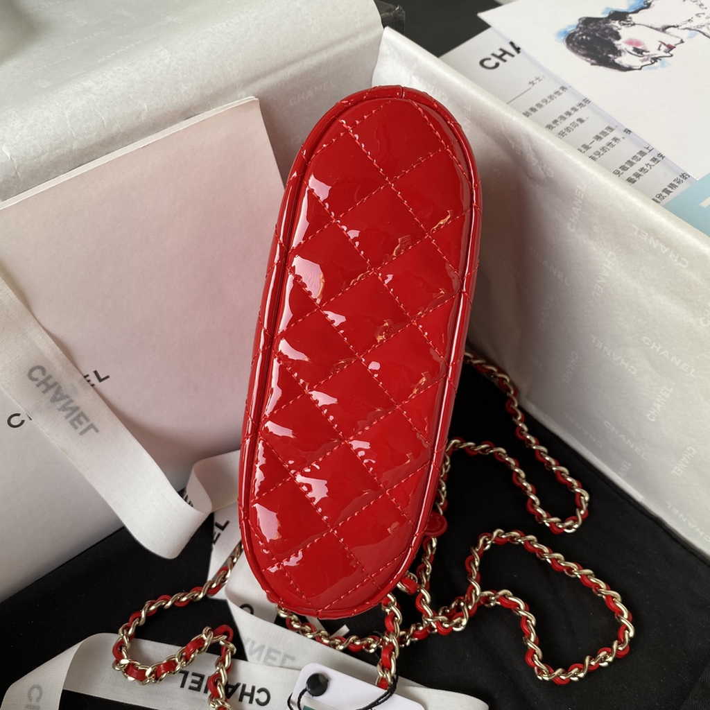 Chanel AS3354 Top Bag Shiny Calfskin Red