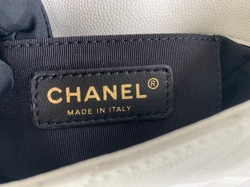 Chanel AS3368 Mini Flap Bag Shiny Calfskin Gold-Tone Metal White