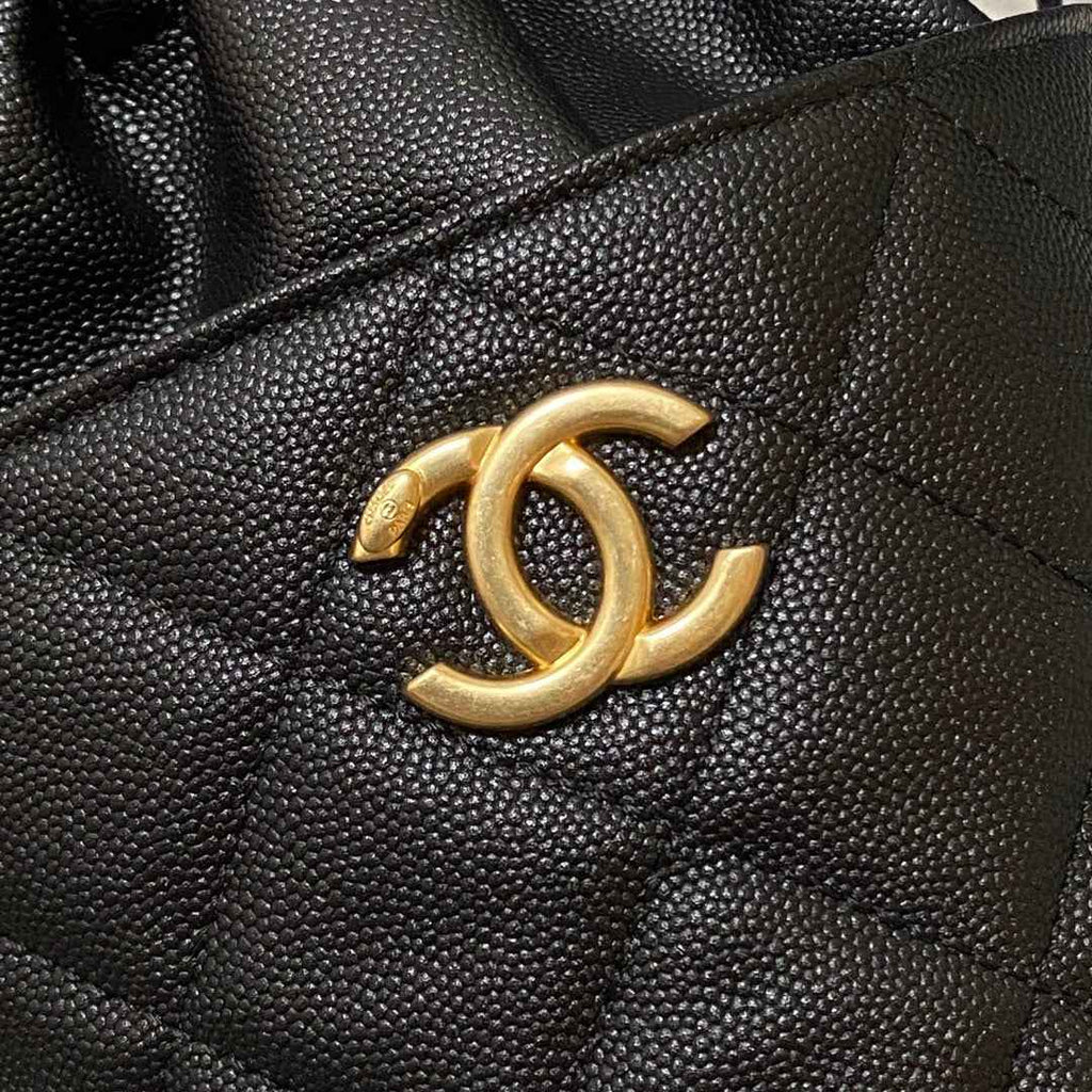 Chanel AS3371 Small Bucket Bag Calfskin Black