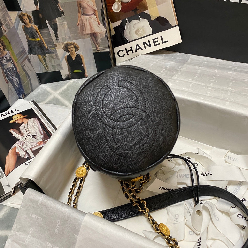 Chanel AS3371 Small Bucket Bag Calfskin Black