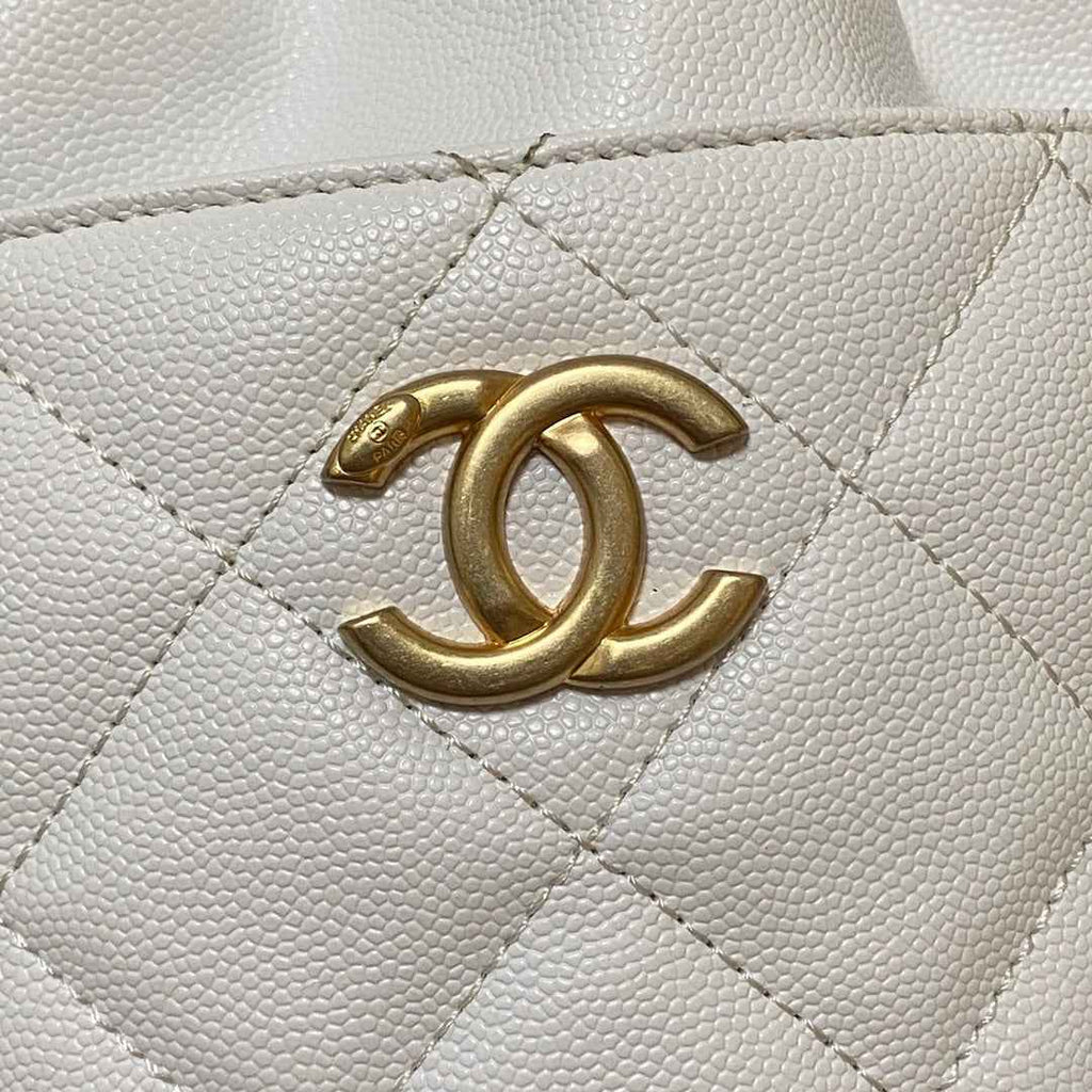 Chanel AS3371 Small Bucket Bag Calfskin White