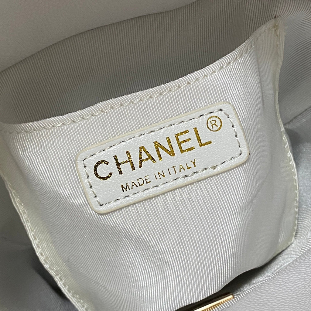 Chanel AS3371 Small Bucket Bag Calfskin White