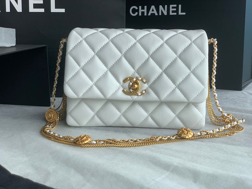 Chanel AS3378 Mini Flap Bag Lambskin White