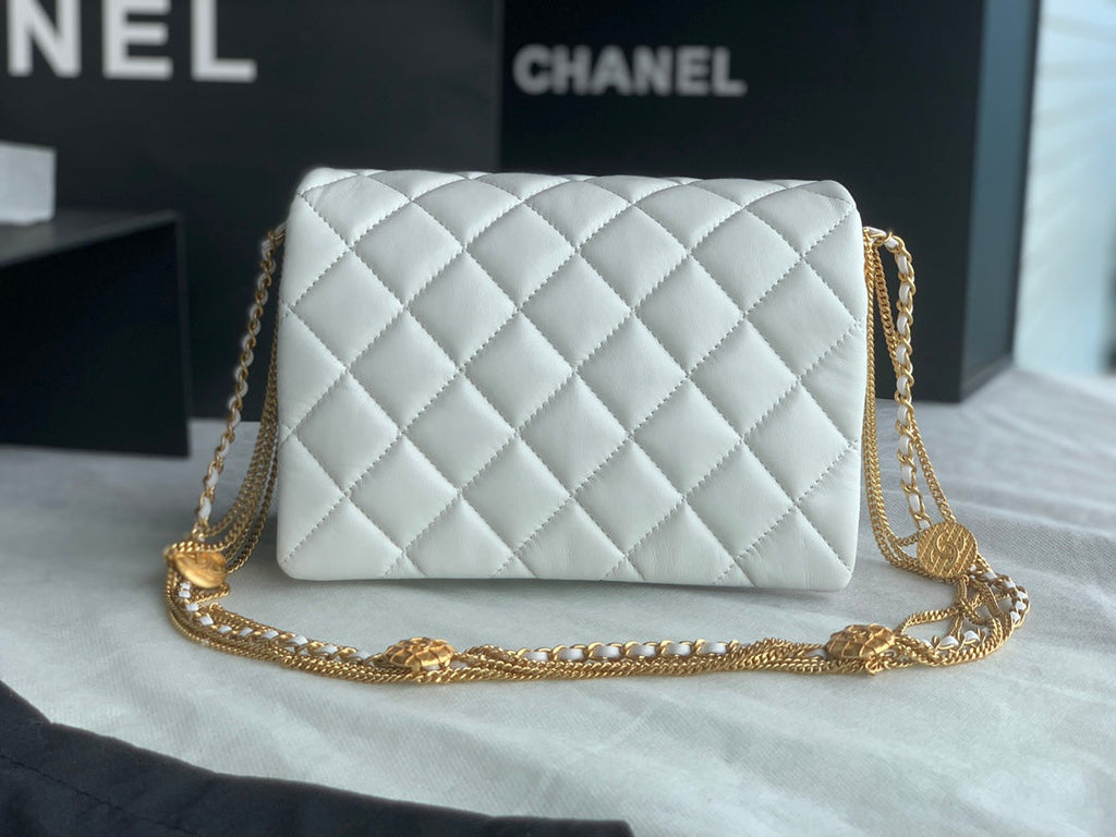 Chanel AS3378 Mini Flap Bag Lambskin White