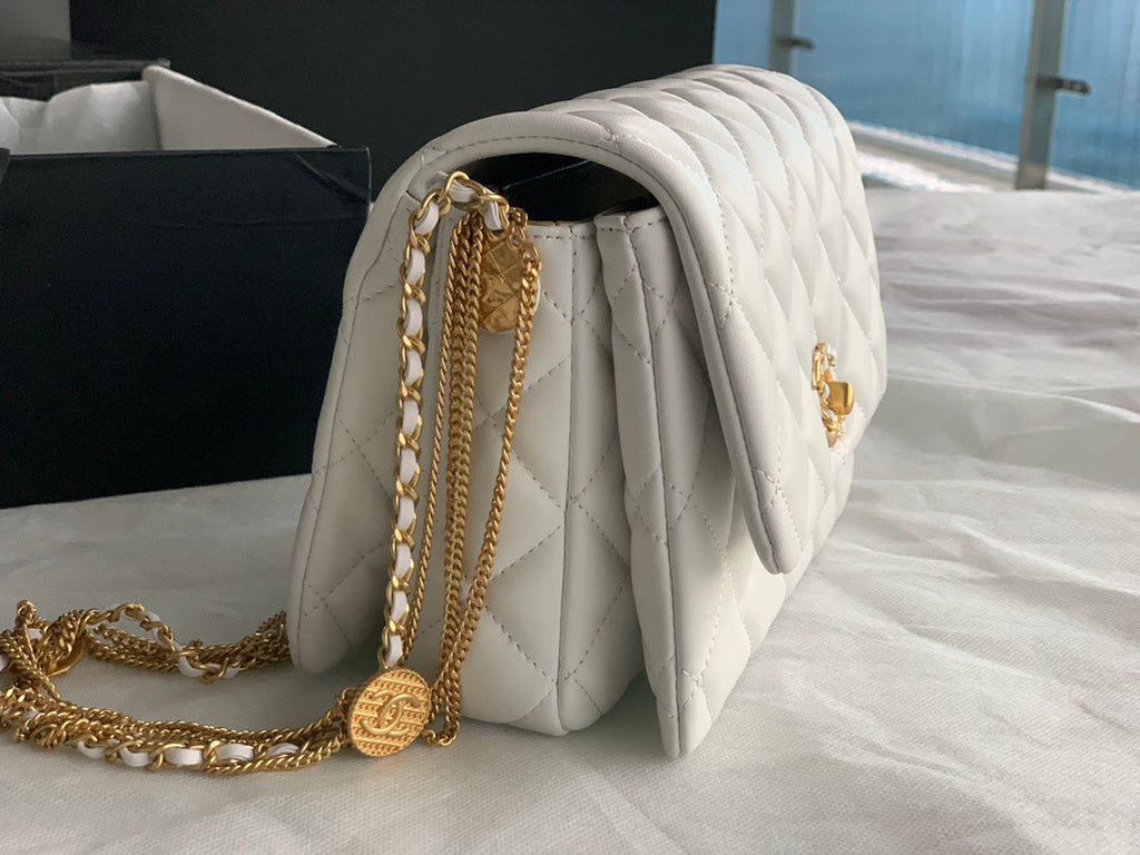 Chanel AS3378 Mini Flap Bag Lambskin White