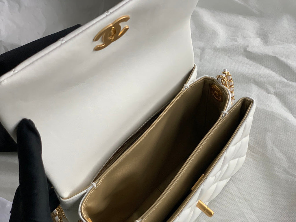 Chanel AS3378 Mini Flap Bag Lambskin White
