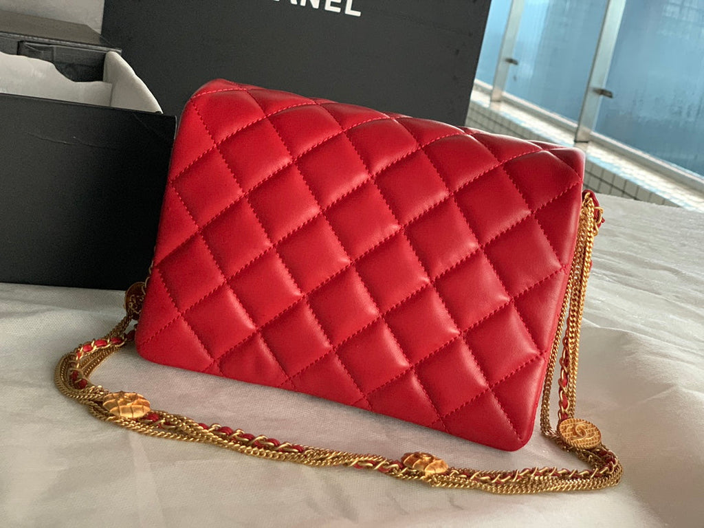 Chanel AS3378 Mini Flap Bag Lambskin Red