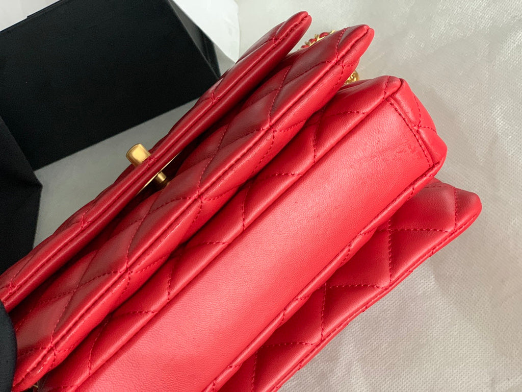 Chanel AS3378 Mini Flap Bag Lambskin Red