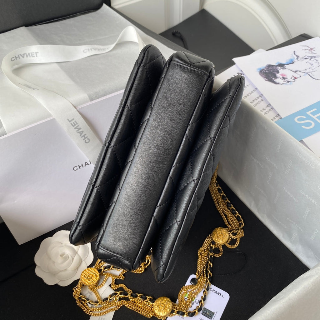 Chanel AS3378 Mini Flap Bag Lambskin Black