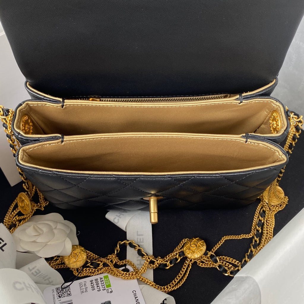 Chanel AS3378 Mini Flap Bag Lambskin Black