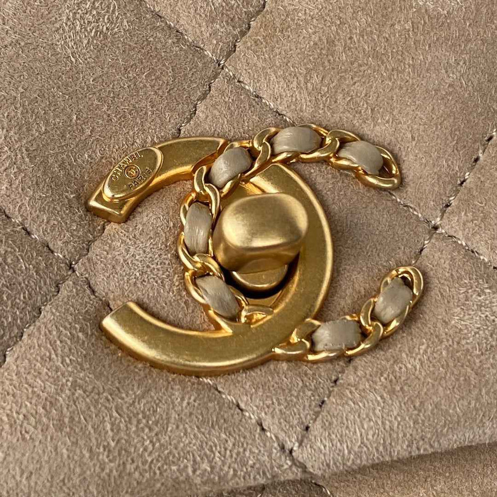 Chanel AS3378 Mini Flap Bag Suede Goatskin gray